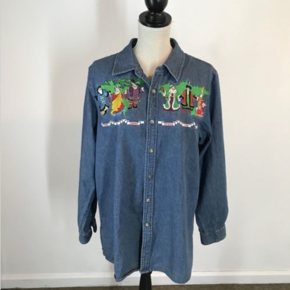 denim christmas shirt